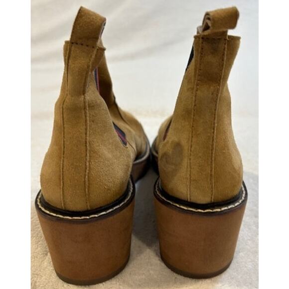 CECELIA NEW YORK Nutella Tan Suede Wedge Chelsea Booties Gemma Gwen Boots Sz 6.5 - Picture 5 of 11